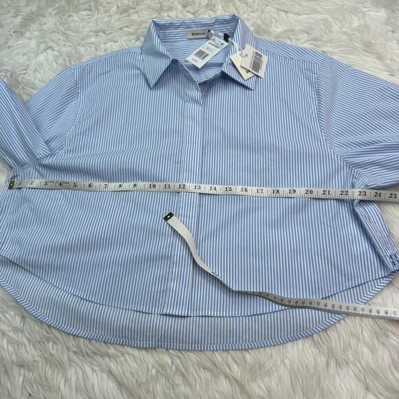 Simkhai Renata Cropped Button Down Shirt Classic Blue Stripe Size XL NWT - Picture 11 of 16